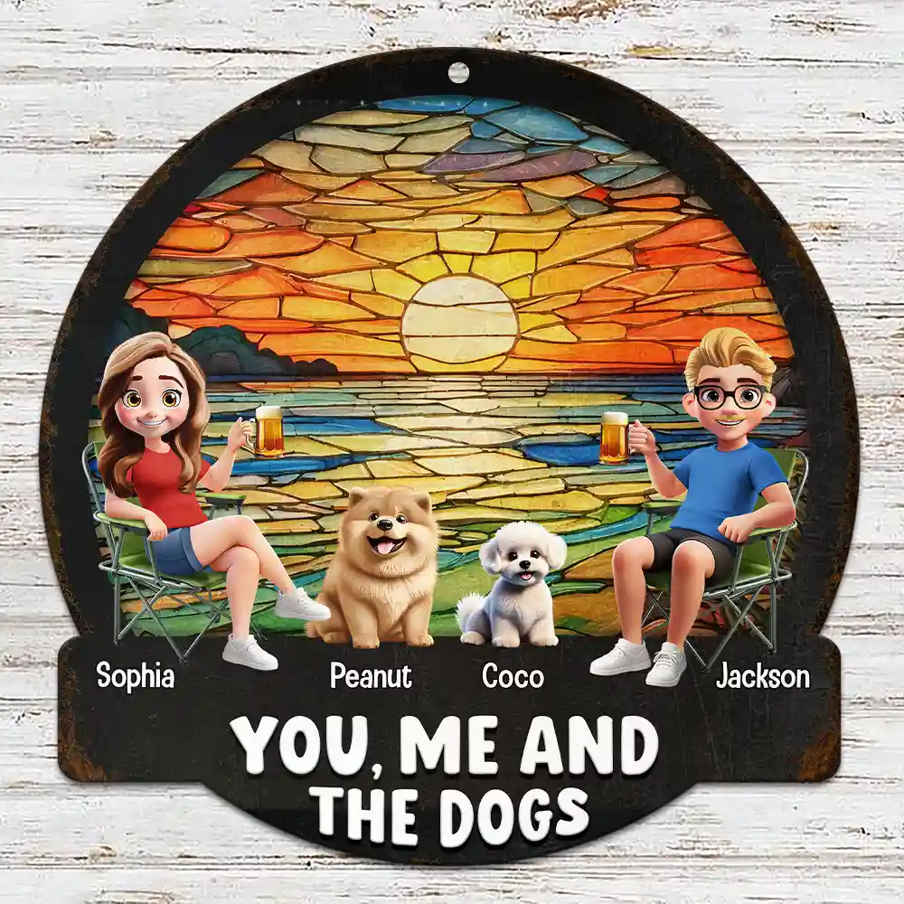 Beach You, Me And The Dog - Personalized Custom Shaped Metal Sign - Image 2
