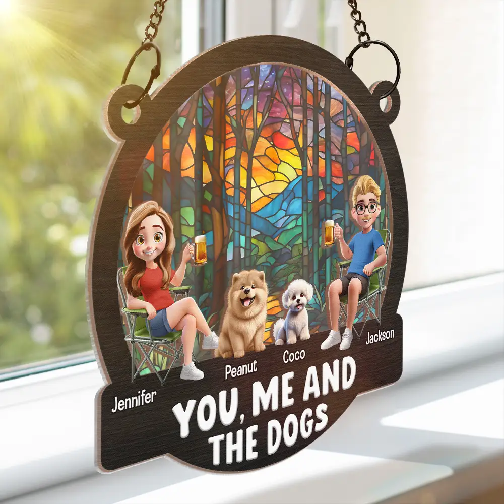 Beach You, Me And The Dogs - Personalized Window Hanging Suncatcher Ornament - Image 5