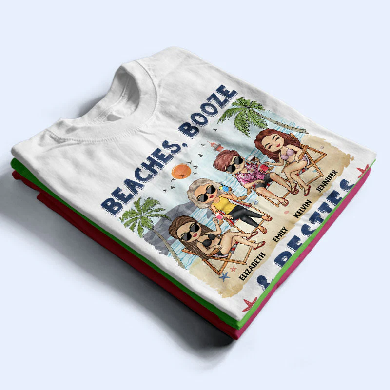 Beaches Booze And Besties Beach Best Friends - Bestie BFF Gift - Personalized Custom T Shirt - Image 2