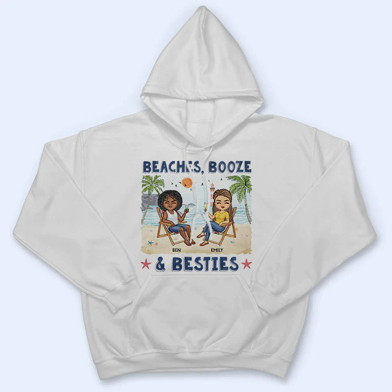 Beaches Booze And Besties Beach Best Friends - Bestie BFF Gift - Personalized Custom T Shirt - Image 4