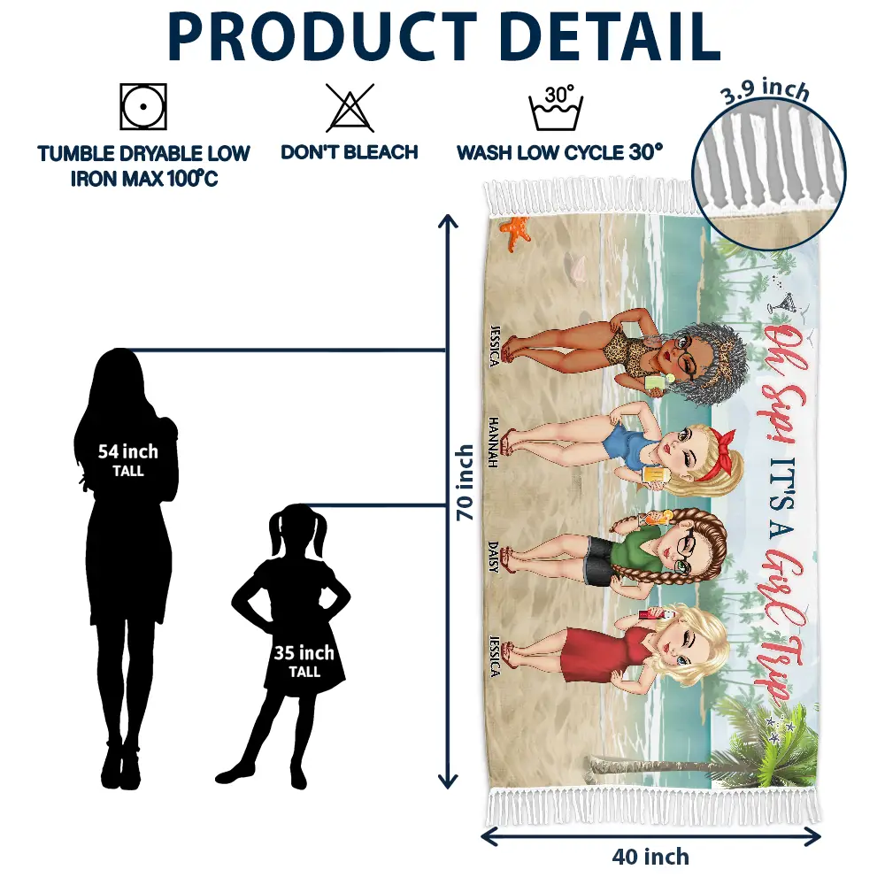 Beaches Booze And Besties - Personalized Turkish Beach Towel - Image 5