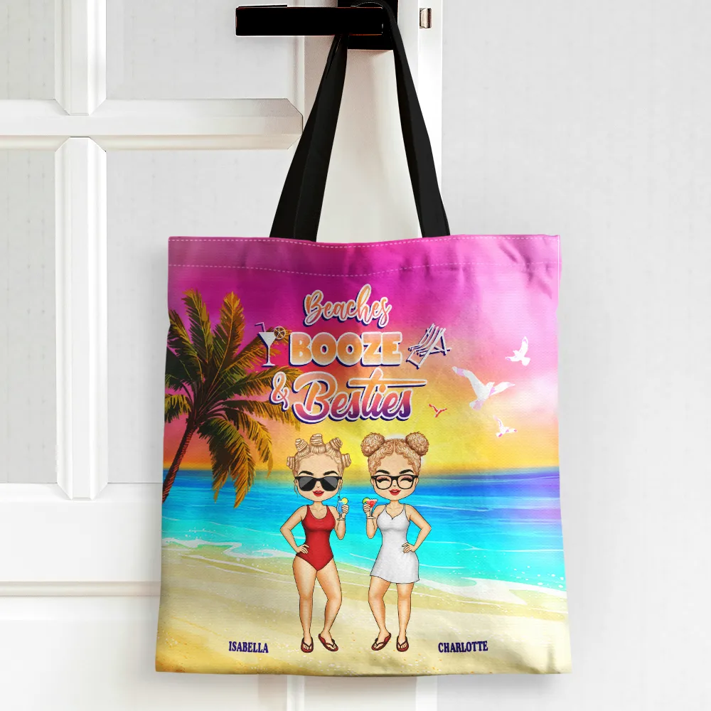 Beaches Booze Besties - Personalized Tote Bag - Image 2