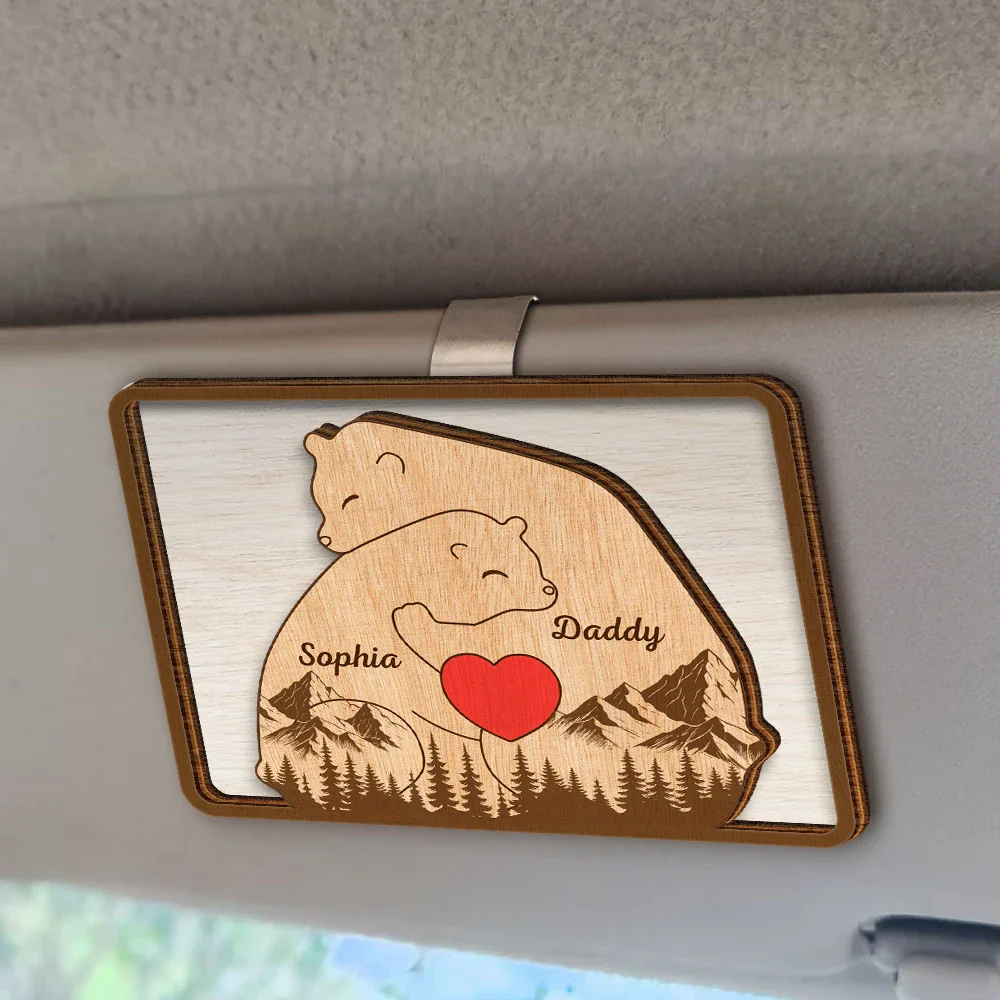 Bear Family Forest Style - Personalized Custom Shaped Car Visor Clip - Image 2
