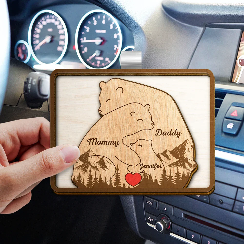 Bear Family Forest Style - Personalized Custom Shaped Car Visor Clip - Image 3