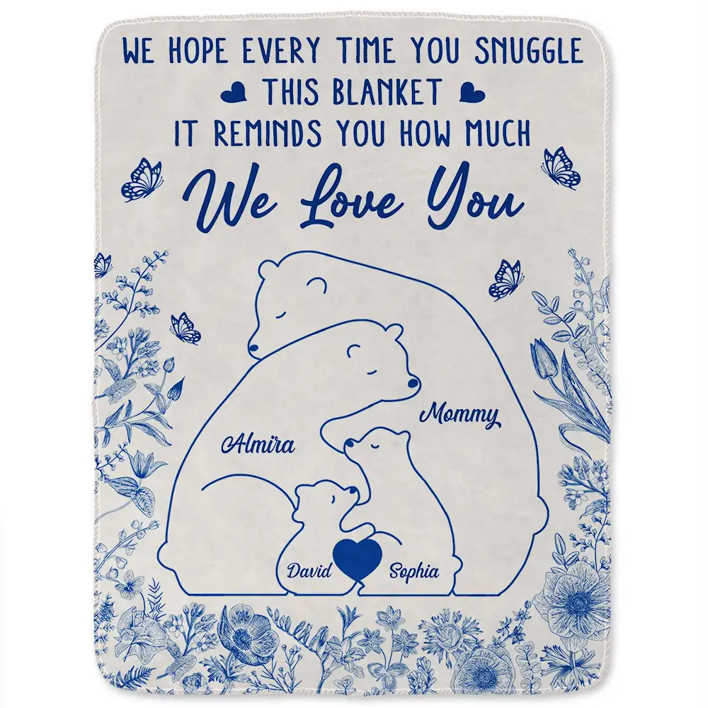 Bear Family This Blanket Reminds You How Much We Love You - Personalized Fleece Blanket, Sherpa Blanket - Image 2