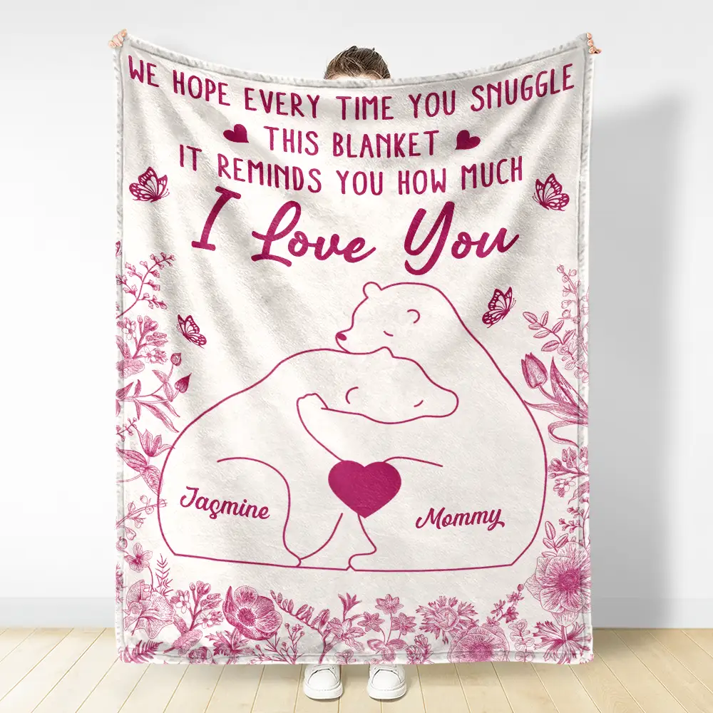 Bear Family This Blanket Reminds You How Much We Love You - Personalized Fleece Blanket, Sherpa Blanket - Image 3