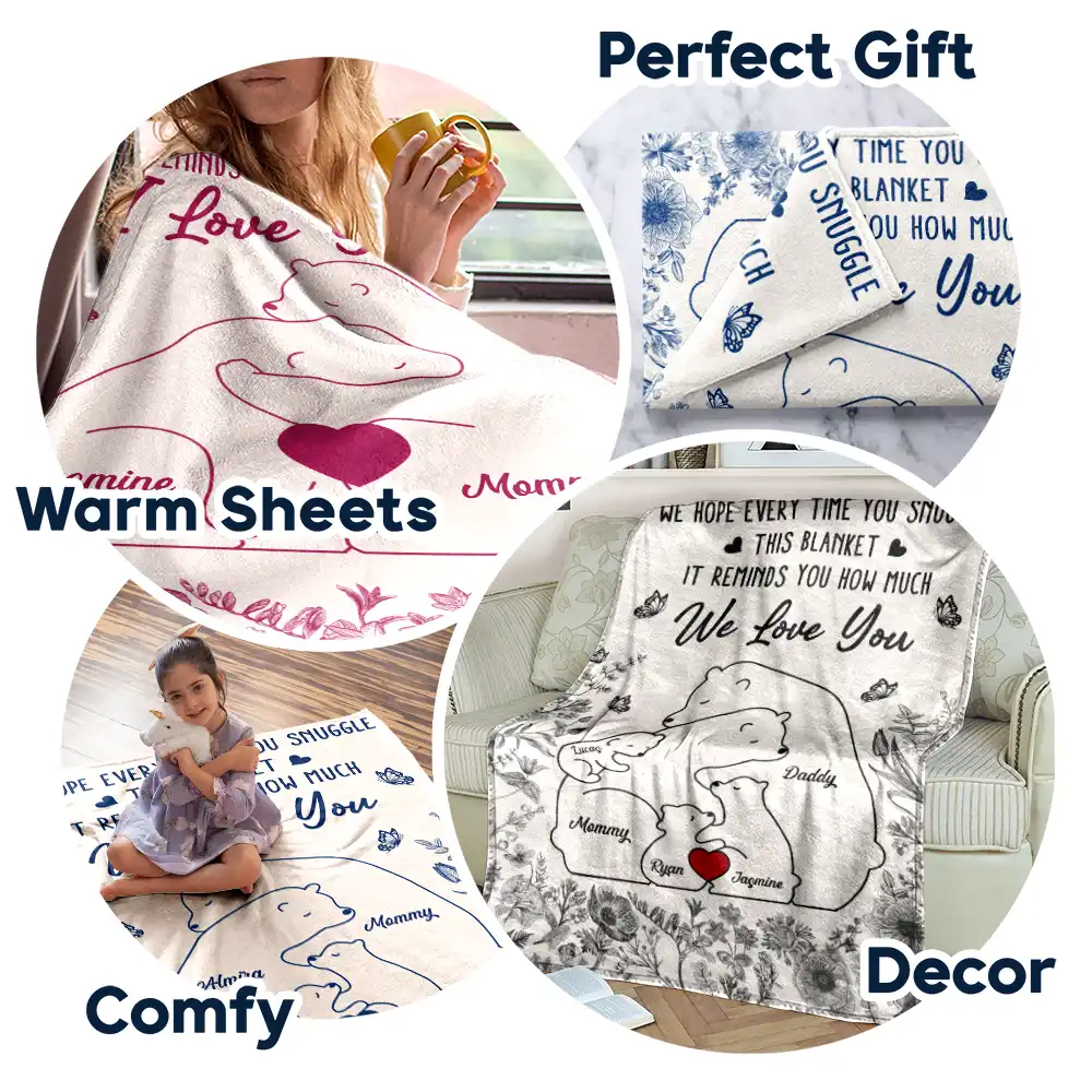 Bear Family This Blanket Reminds You How Much We Love You - Personalized Fleece Blanket, Sherpa Blanket - Image 7