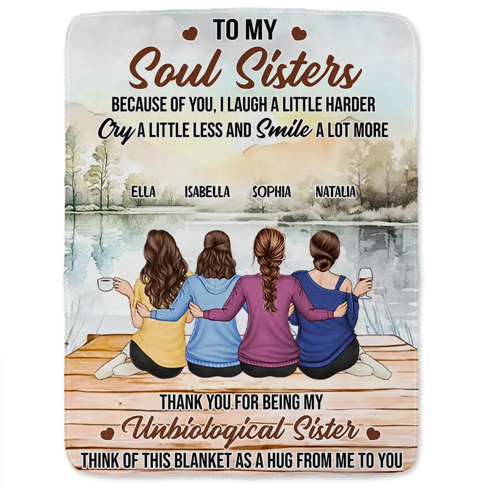 Because Of You I Laugh A Little Harder - Personalized Fleece Blanket, Sherpa Blanket - Image 2