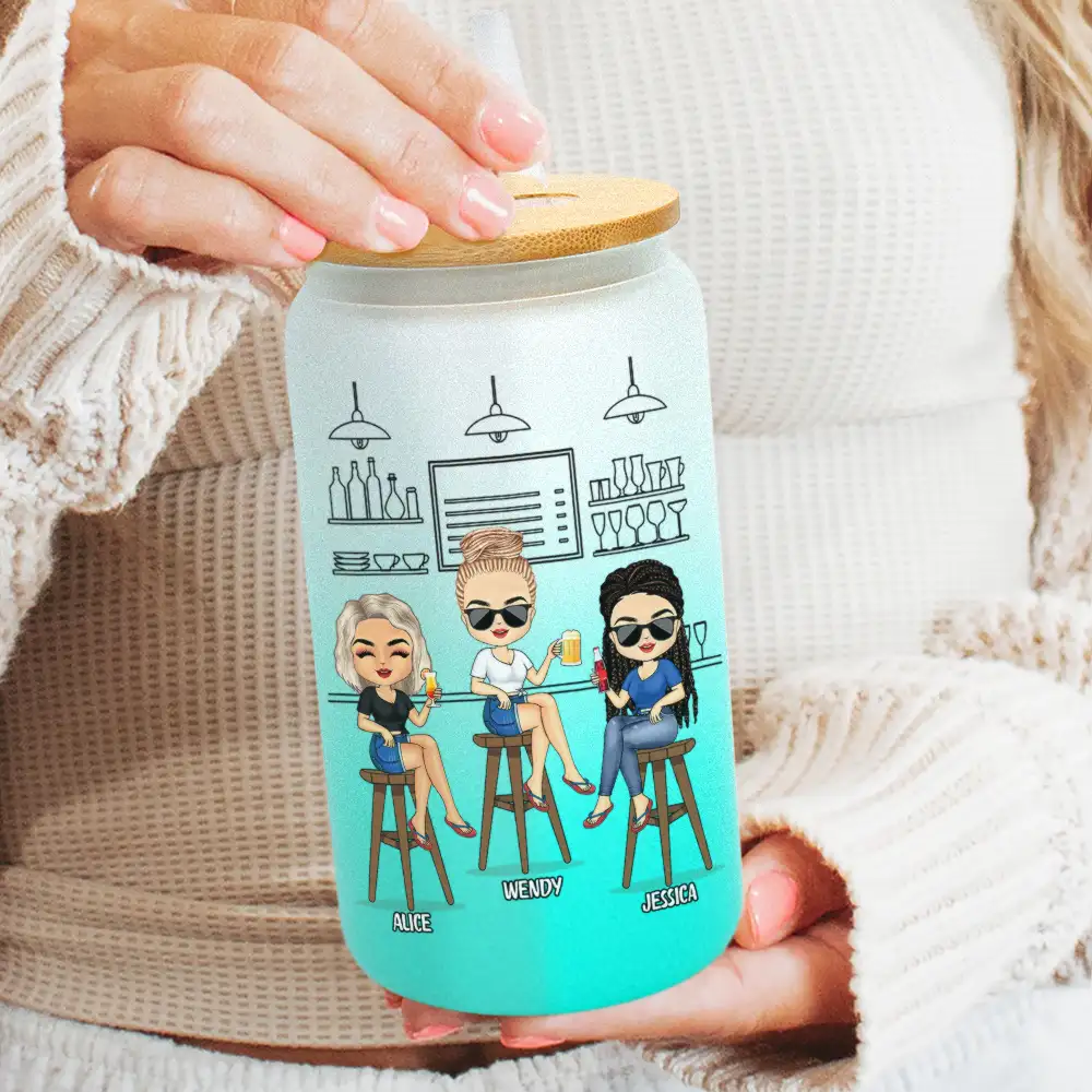 Because Of You I Laugh A Little Harder - Personalized Ombre Frosted Glass Can - Image 2