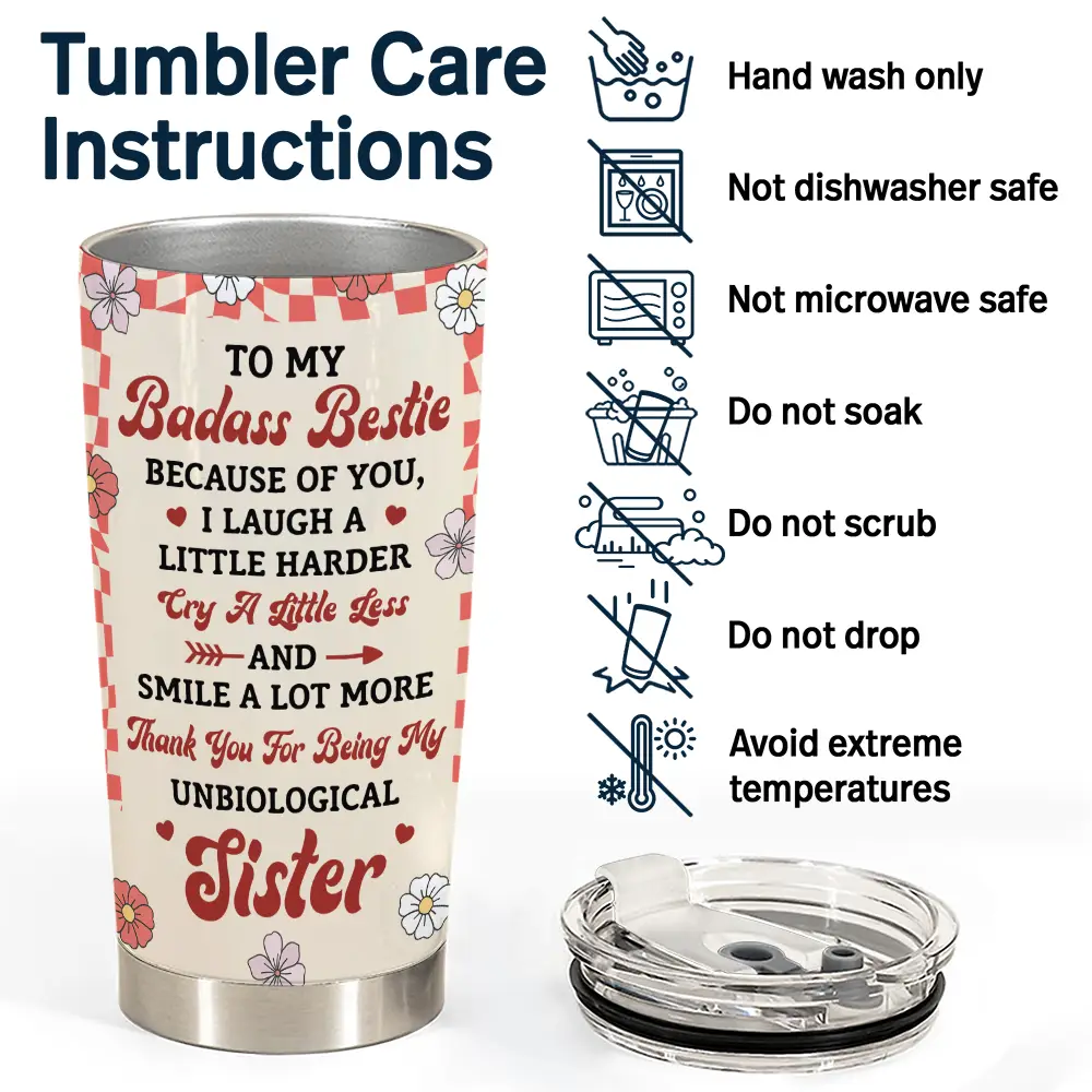Because Of You I Laugh A Little Harder Women Best Friends - Personalized Tumbler - Image 5