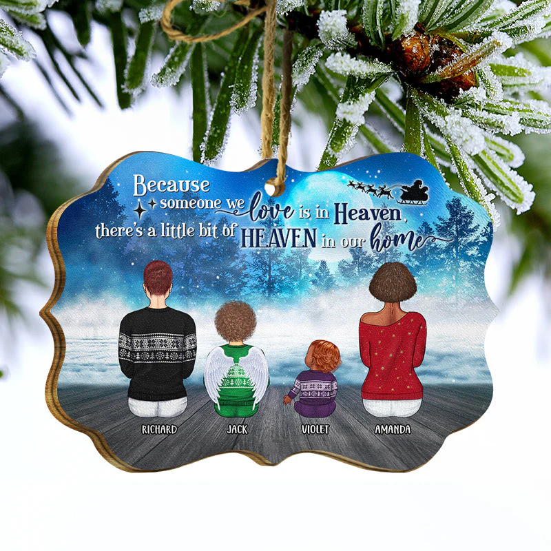 Because Someone We Love Is In Heaven - Memorial Christmas Gift - Personalized Wooden Ornament - Image 3