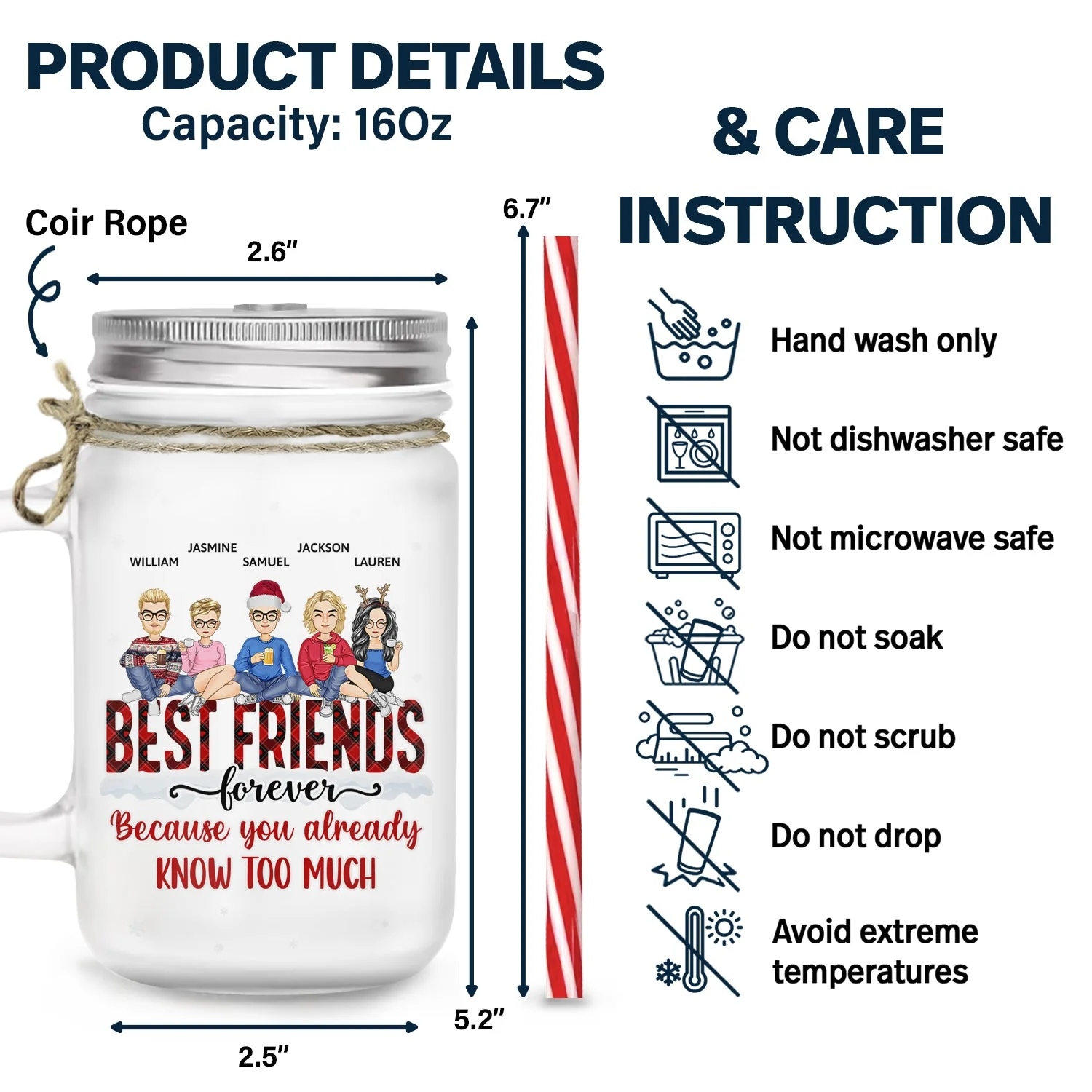 Because You Already Know Too Much - Christmas Gift For Bestie, Colleague, Sibling - Personalized Mason Jar Cup With Straw - Image 6