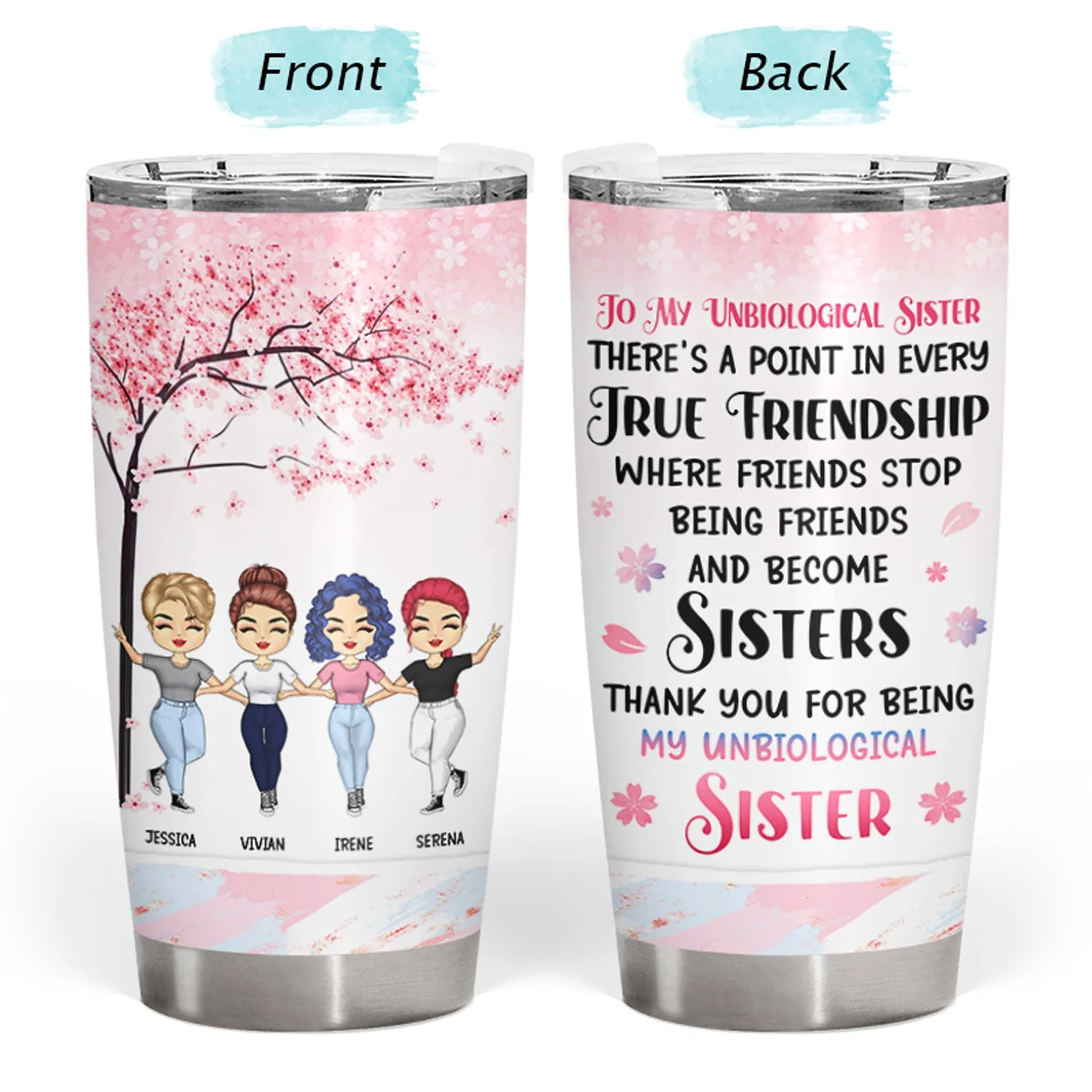 Become Sisters - Gift For Bestie - Personalized Custom Tumbler - Image 3