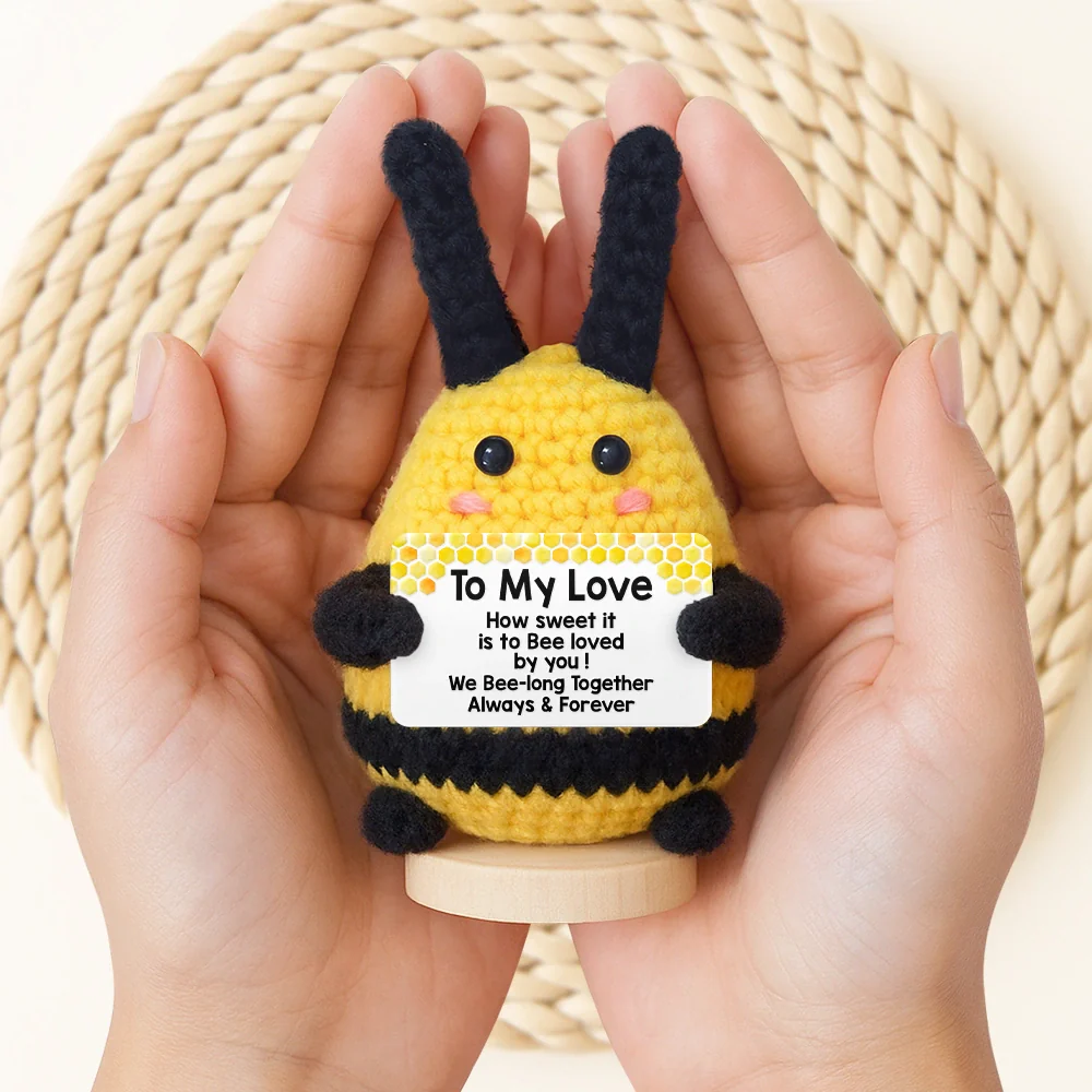 Bee Positive You Are Gonna Bee Awesome - Personalized Doll Crochet With Custom Card - Image 2