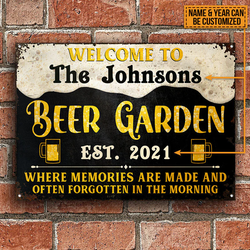 Beer Garden Memories Are Made Custom Classic Metal Signs, Beer Garden Bar, Beer Garden Decorating Ideas - Image 2
