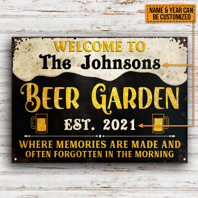 Beer Garden Memories Are Made Custom Classic Metal Signs, Beer Garden Bar, Beer Garden Decorating Ideas - Image 3
