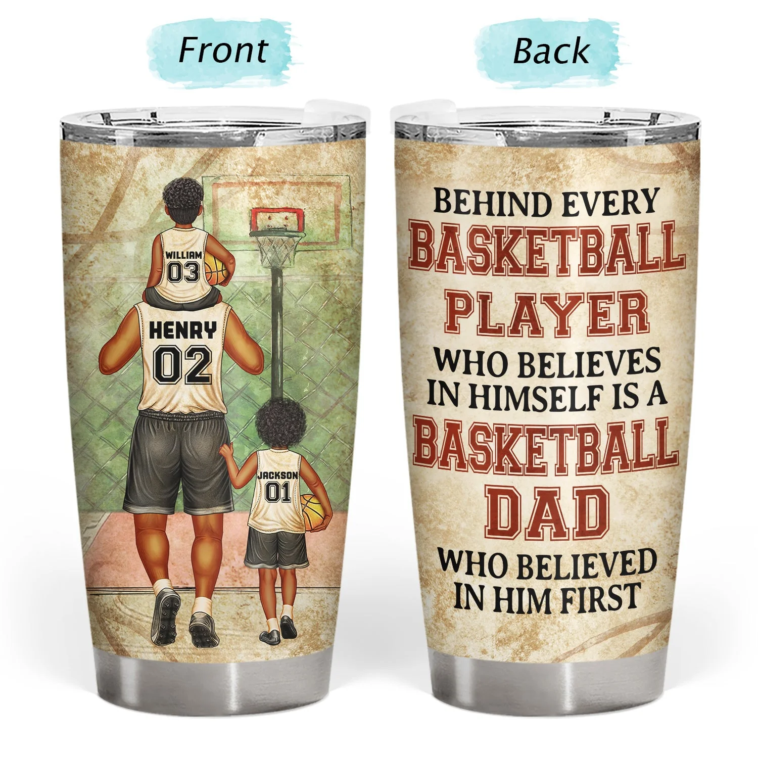 Behind Every Basketball Player Who Believes - Gift For Basketball Fans, Dad, Father - Personalized Custom Tumbler - Image 3