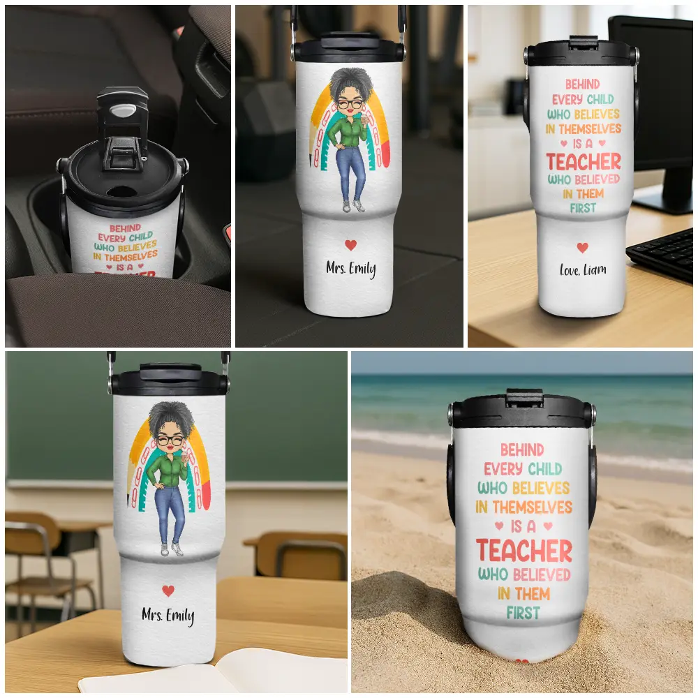 Behind Every Child Teacher - Personalized 30oz Tumbler With Handle - Image 6