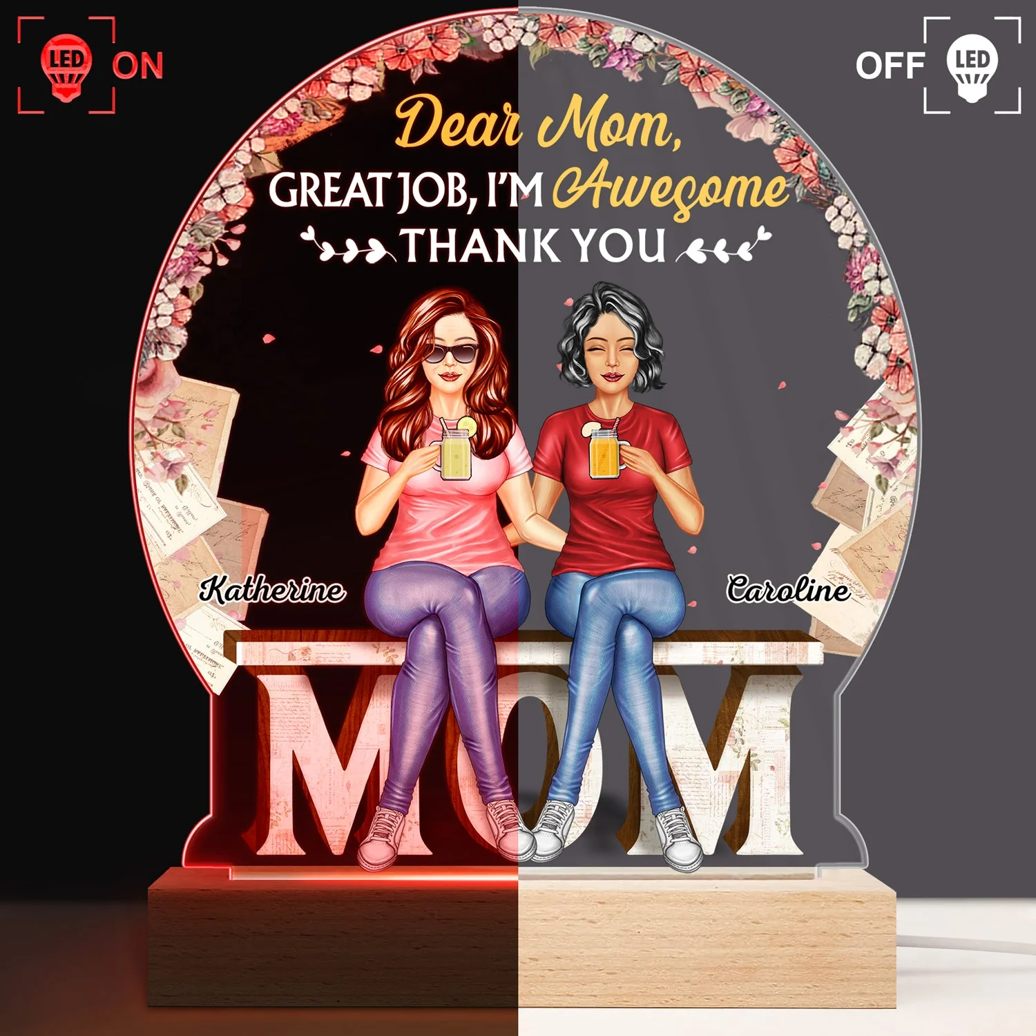 Behind Every Crazy Daughter Is A Mother - Birthday, Loving Gift For Mom, Grandma, Grandmother - Personalized Custom 3D Led Light Wooden Base - Image 3