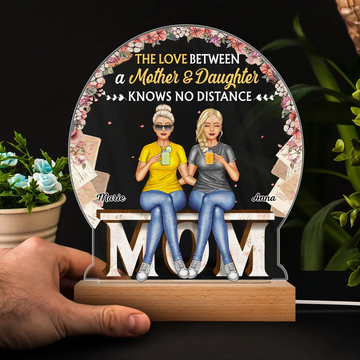 Behind Every Crazy Daughter Is A Mother - Birthday, Loving Gift For Mom, Grandma, Grandmother - Personalized Custom 3D Led Light Wooden Base - Image 4