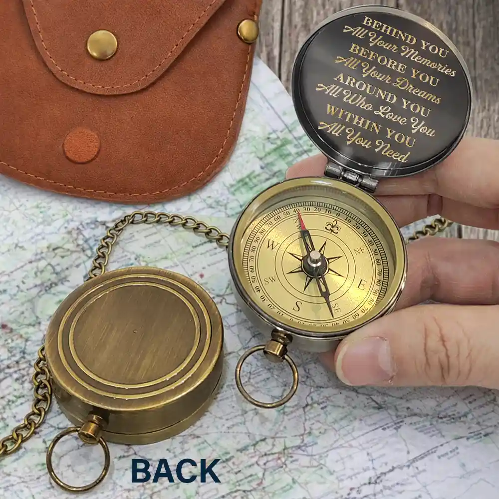 Behind You All Memories Congrats Grad - Personalized Engraved Brass Compass - Image 6