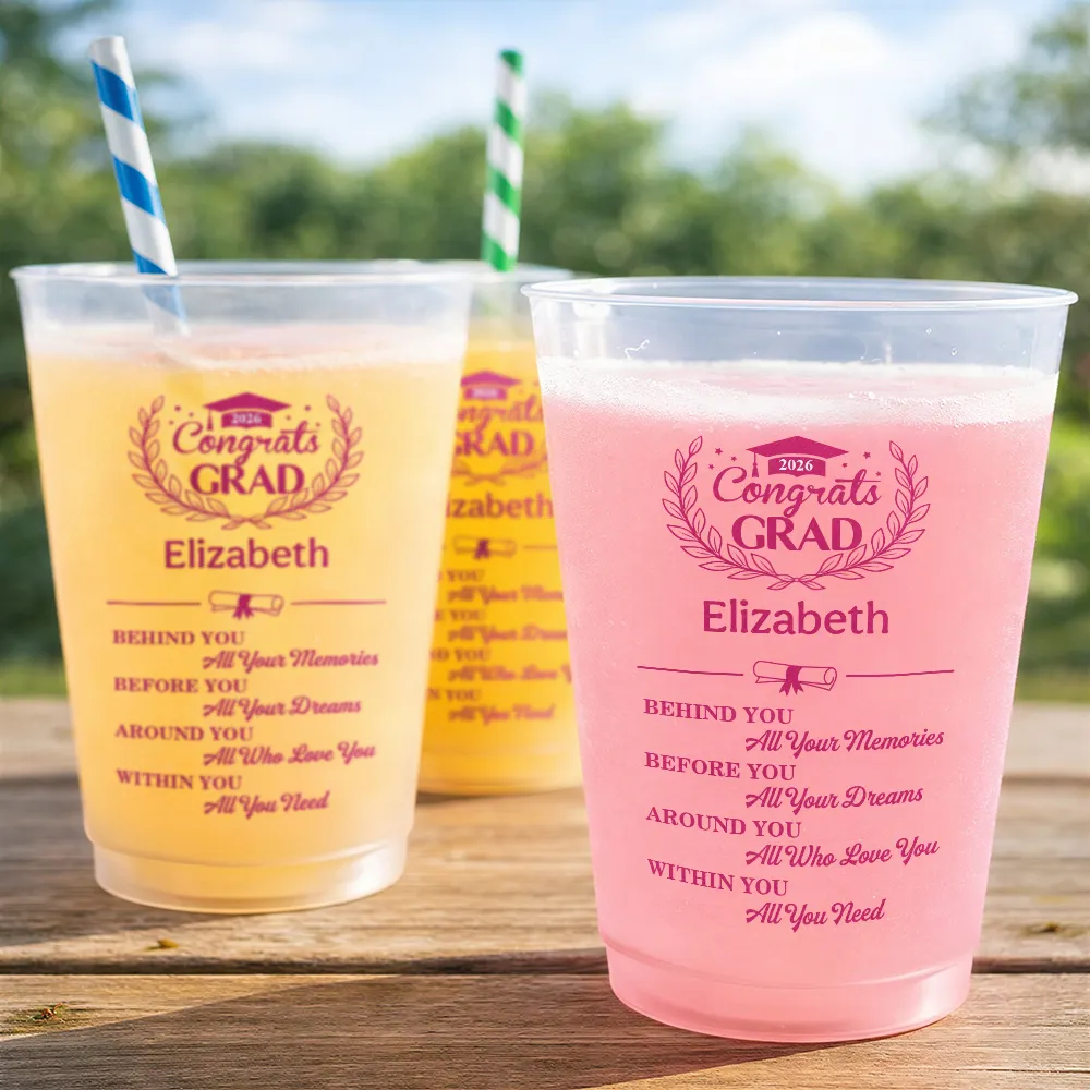 Behind You All Memories Congrats Grad - Personalized Frosted Cups - Image 3