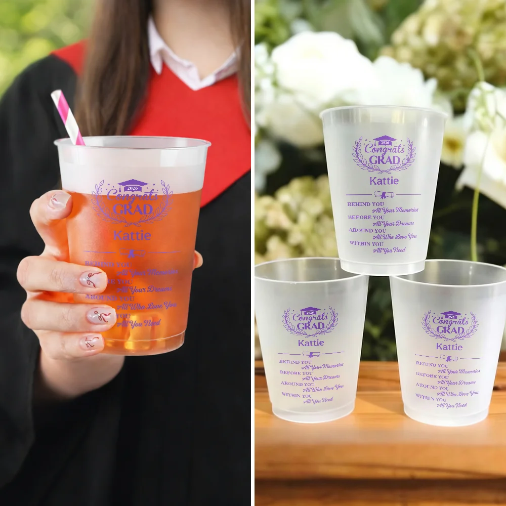 Behind You All Memories Congrats Grad - Personalized Frosted Cups - Image 5