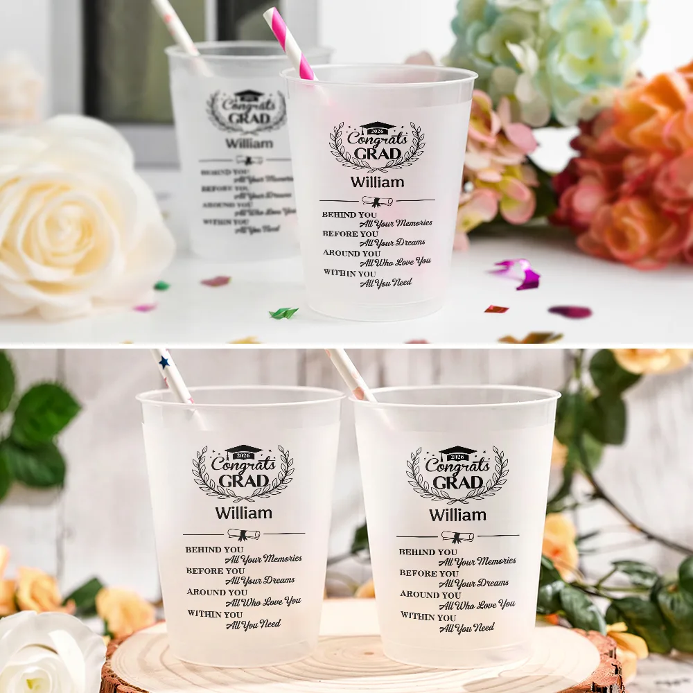 Behind You All Memories Congrats Grad - Personalized Frosted Cups - Image 6