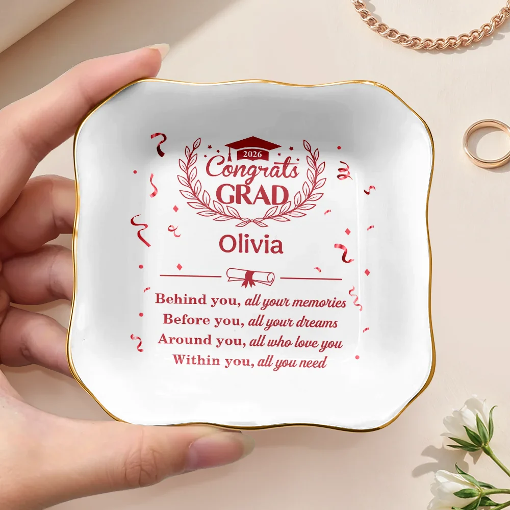 Behind You All Memories Congrats Grad - Personalized Ring Dish - Image 3