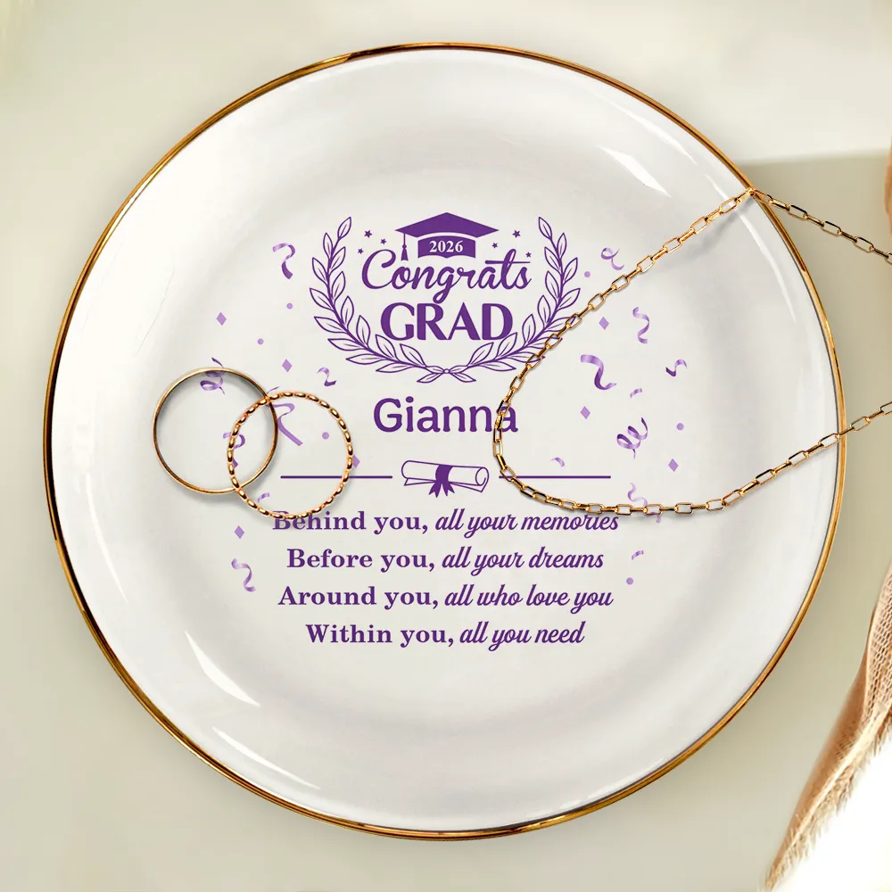 Behind You All Memories Congrats Grad - Personalized Ring Dish - Image 4