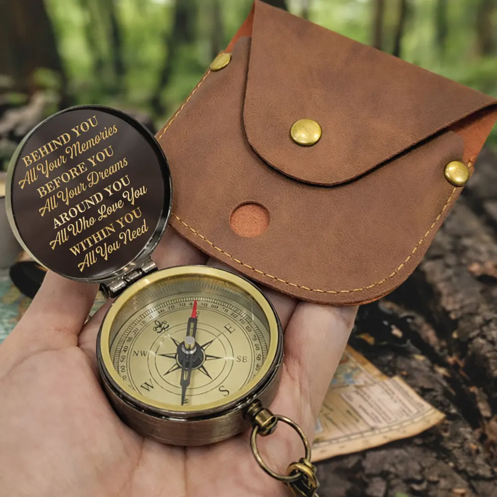 Behind You All Memories Graduation - Personalized Engraved Brass Compass - Image 2