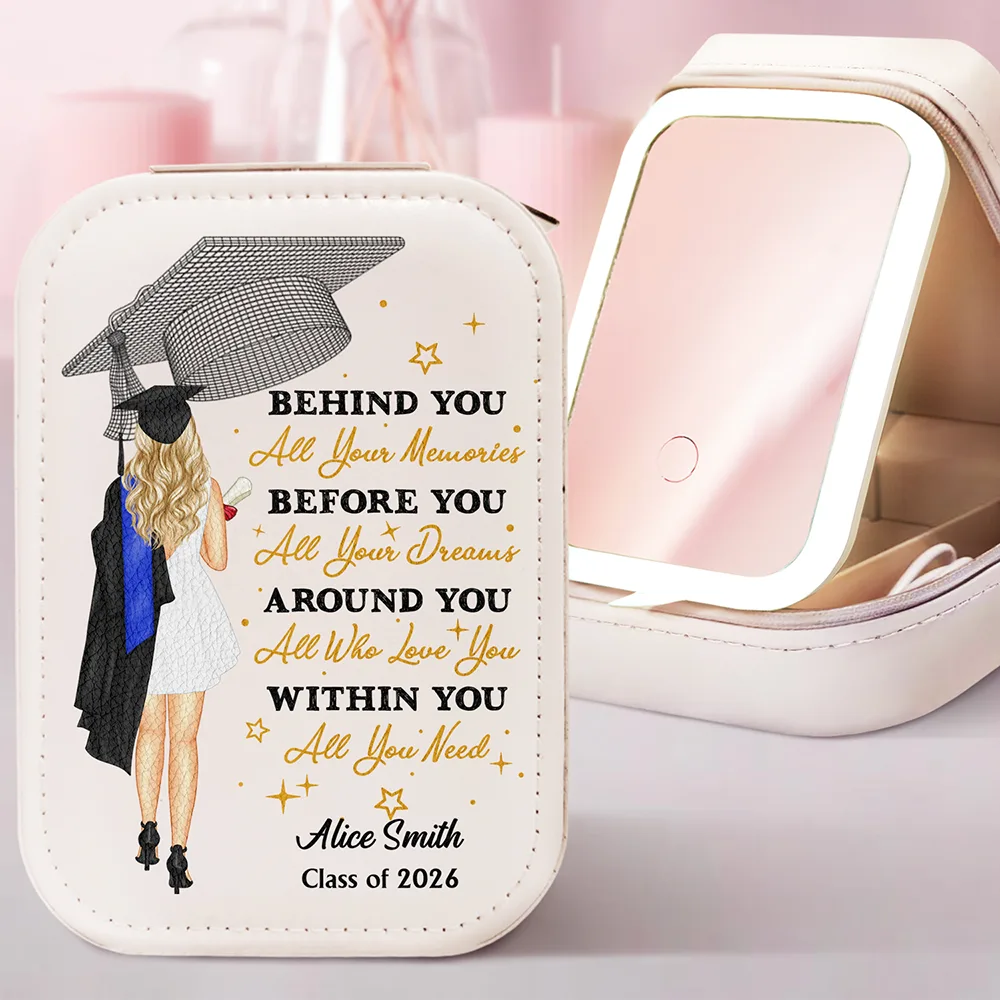Behind You All Memories - Personalised Makeup Box With LED Mirror