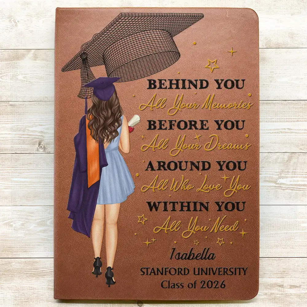 Behind You All Memories - Personalized Leather Journal - Image 3