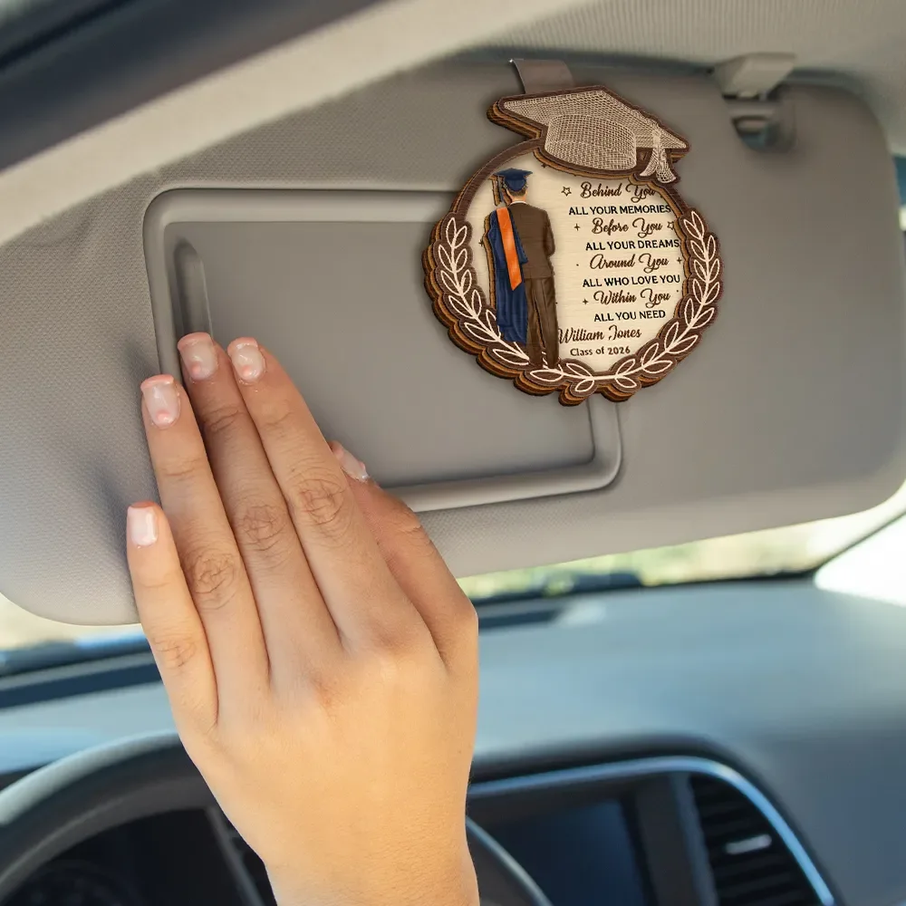 Behind You All Your Memories - Personalized Custom Shaped Car Visor Clip - Image 4