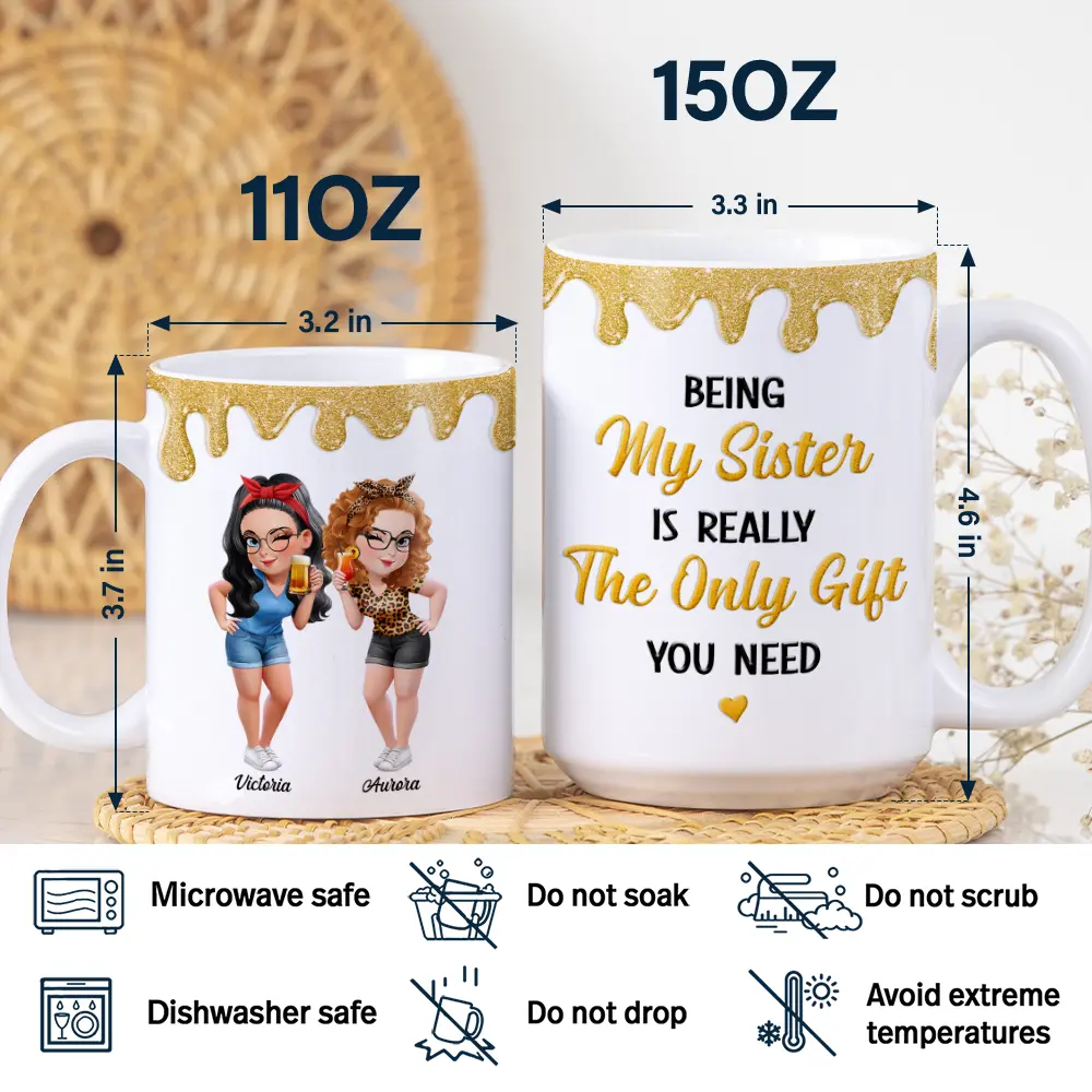 Being My Bestie Is Really The Only Gift You Need - Personalized White Edge-to-Edge Mug - Image 5