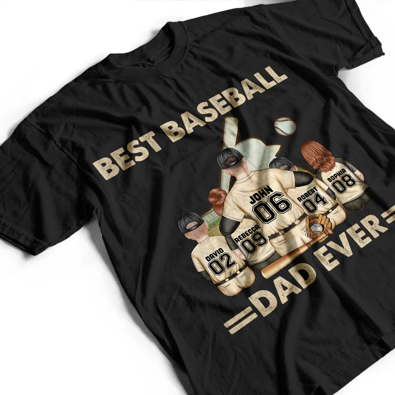 Best Baseball Dad Ever - Father Gift - Personalized Custom T Shirt - Image 3
