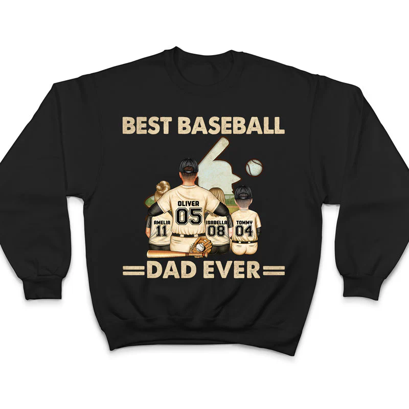 Best Baseball Dad Ever - Father Gift - Personalized Custom T Shirt - Image 5