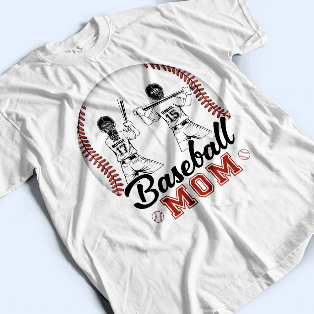 Best Baseball Mom Dad Ever - Personalized T Shirt - Image 3