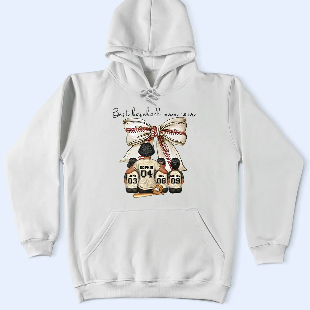 Best Baseball Mom Ever Coquette Bow - Personalized T Shirt - Image 4
