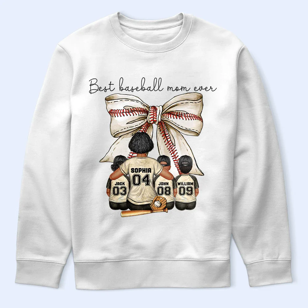 Best Baseball Mom Ever Coquette Bow - Personalized T Shirt - Image 5