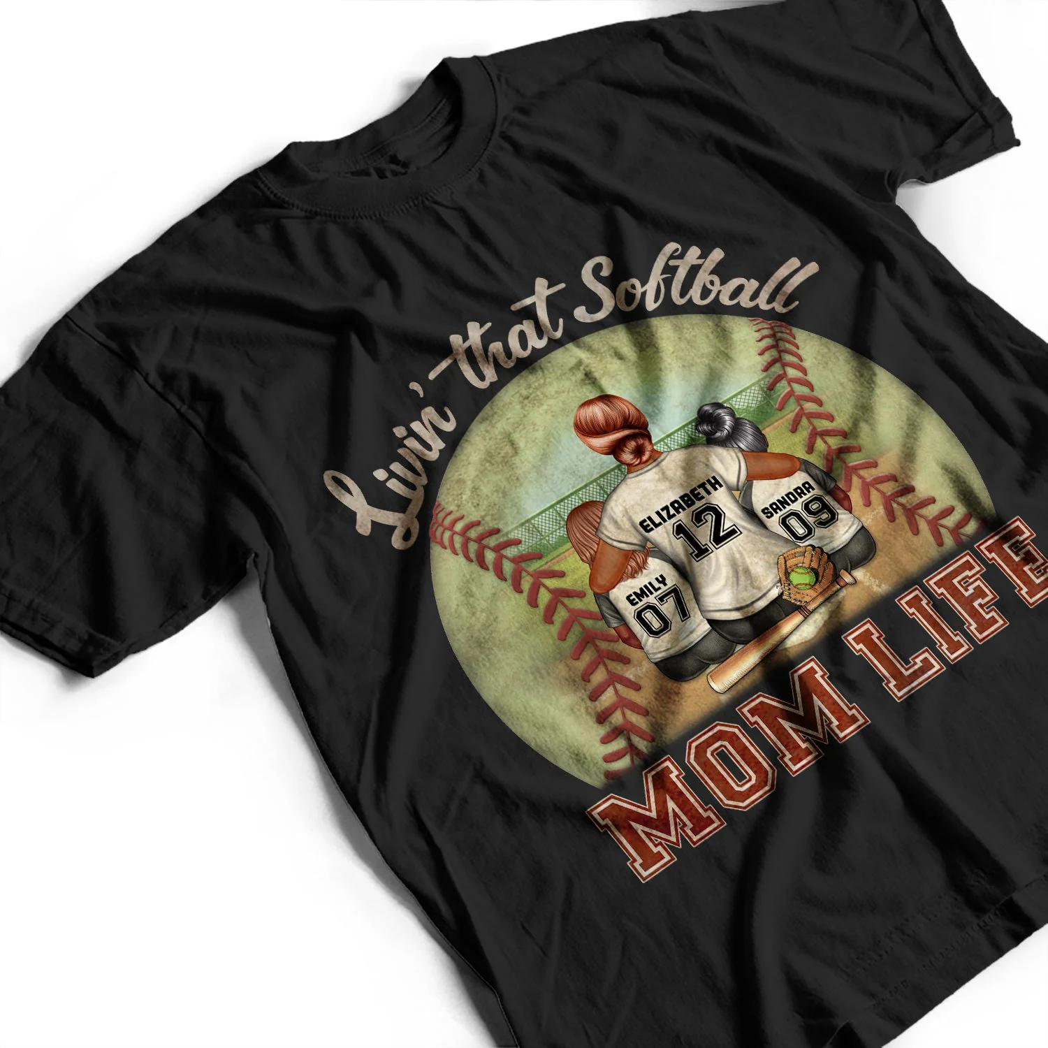 Best Baseball Softball Mom Ever - Birthday, Loving Gift For Sport Fan, Mom, Mother - Personalized Custom T Shirt - Image 3