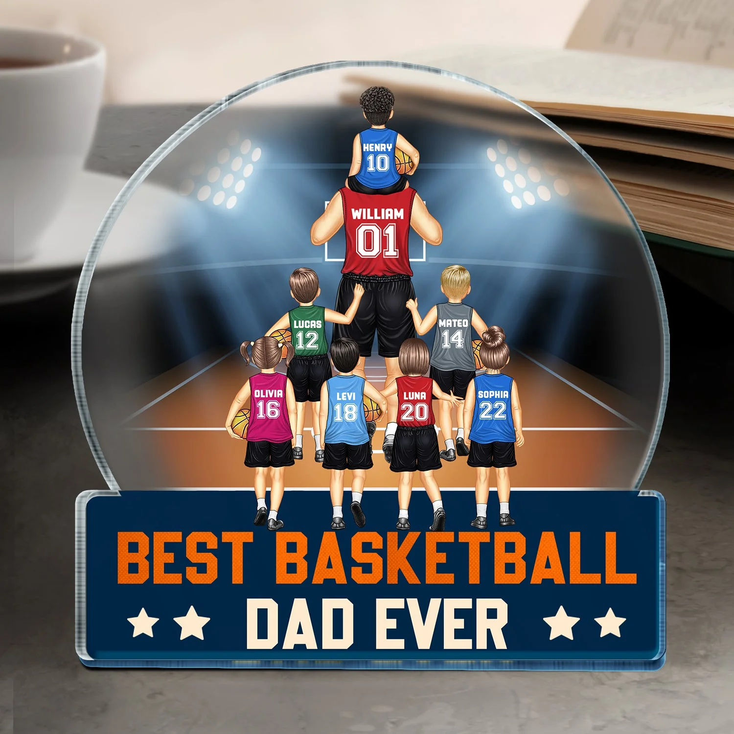 Best Basketball Dad Ever - Gift For Sport Dad, Basketball Dad, Father - Personalized Custom Shaped Acrylic Plaque - Image 4