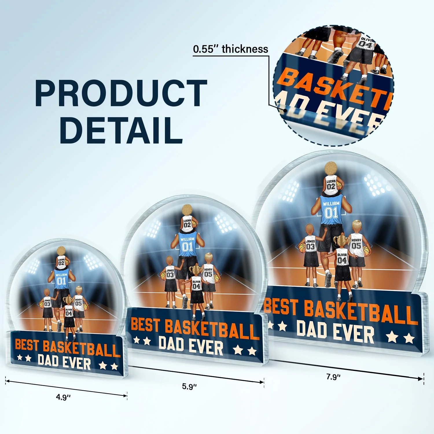 Best Basketball Dad Ever - Gift For Sport Dad, Basketball Dad, Father - Personalized Custom Shaped Acrylic Plaque - Image 5