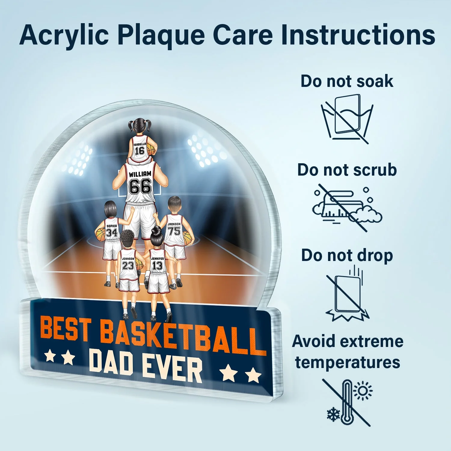 Best Basketball Dad Ever - Gift For Sport Dad, Basketball Dad, Father - Personalized Custom Shaped Acrylic Plaque - Image 6