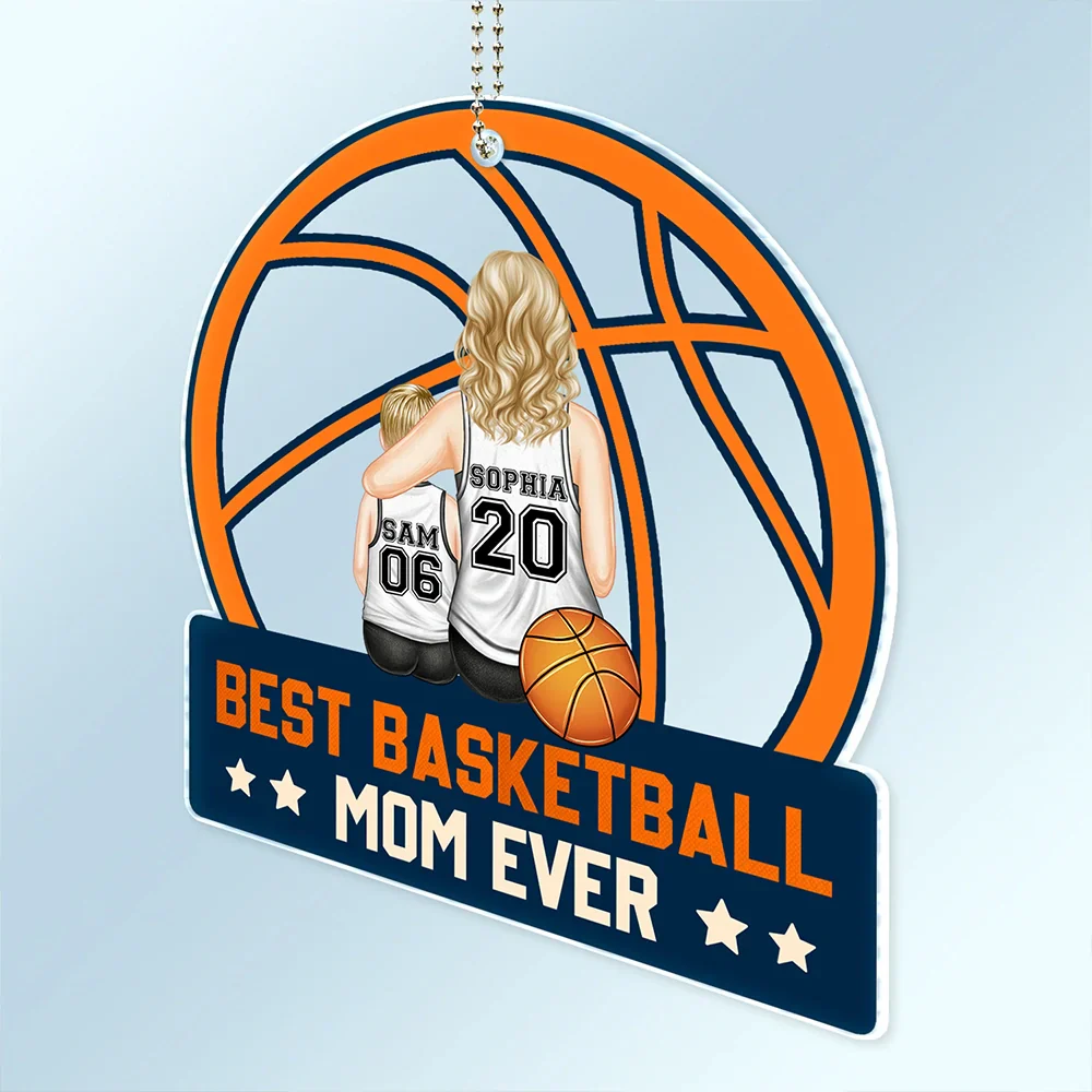 Best Basketball Mom Ever - Gift For Sport Mom, Basketball Mom - Personalized Acrylic Car Hanger - Image 2