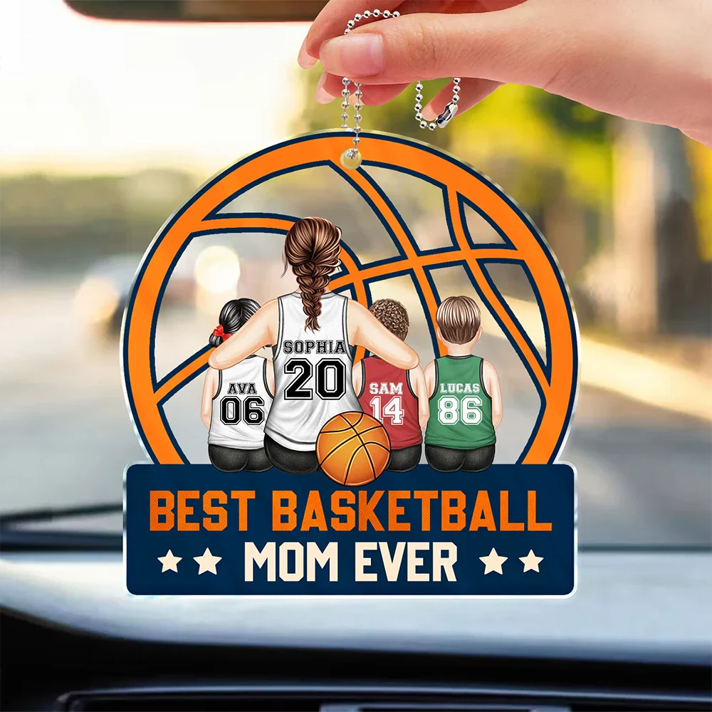 Best Basketball Mom Ever - Gift For Sport Mom, Basketball Mom - Personalized Acrylic Car Hanger - Image 3