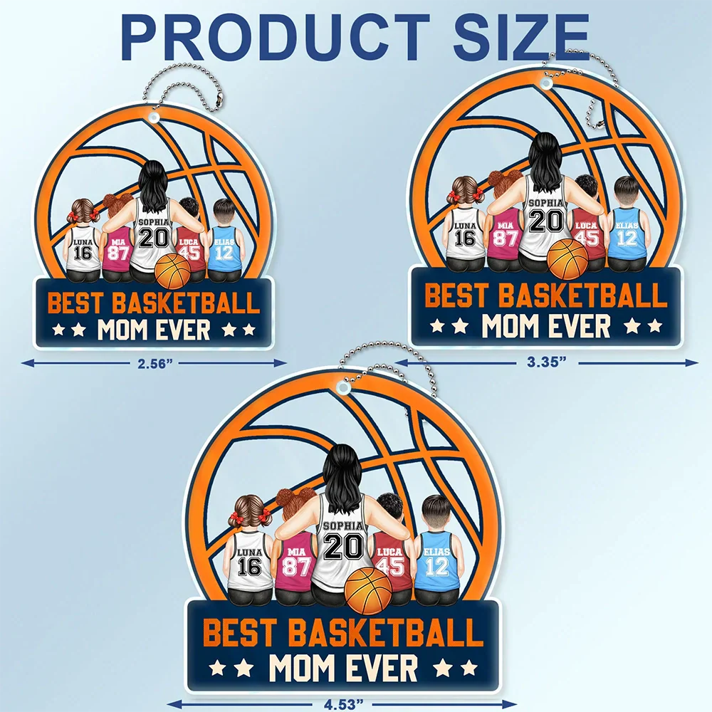 Best Basketball Mom Ever - Gift For Sport Mom, Basketball Mom - Personalized Acrylic Car Hanger - Image 4
