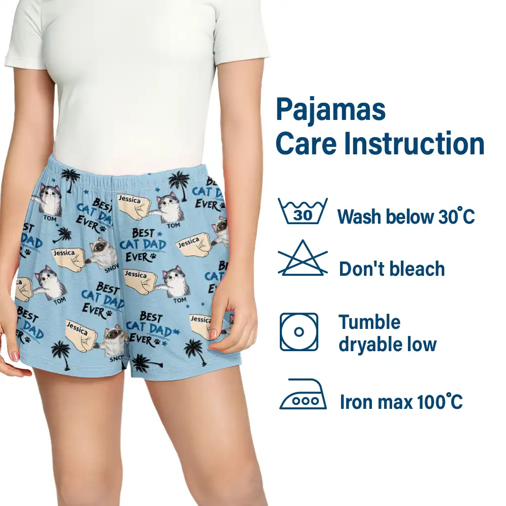 Best Cat Dad Cat Mom Cat Mum Ever - Personalized Pajama Shorts - Image 6