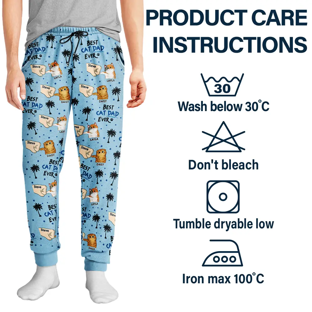 Best Cat Dad Ever - Personalized Pajama Pants - Image 4
