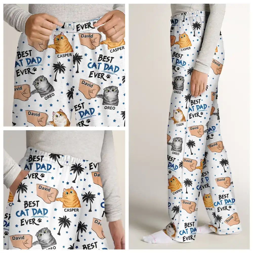 Best Cat Dad Ever - Personalized Pajama Pants - Image 6